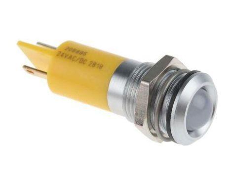 Lampka kontrolna do montażu panelowego, Żółta 14mm LED Chrom Końcówka lutownicza RS PRO