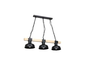 Lampa wisząca FARO CZARNA / NATURALNE DREWNO 3xE27 60W MLP7457 Milagro