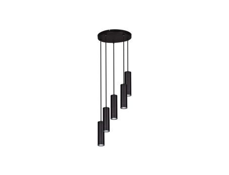 Lampa wisząca z kaskadowymi zwisami DOPIK, czarne tuby na GU10 K-4437 Kaja Lighting