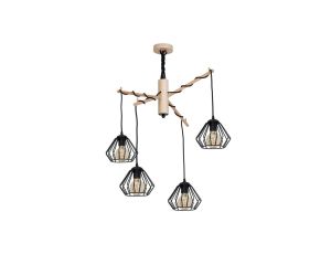 LAMPA WISZĄCA WOODY BLACK 4xE27 MLP282 Milagro
