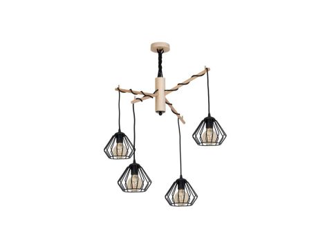 LAMPA WISZĄCA WOODY BLACK 4xE27 MLP282 Milagro