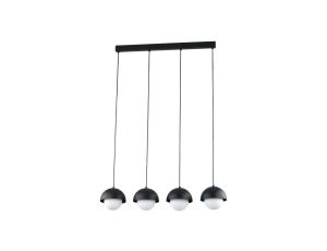Lampa wisząca, czarna listwa, cztery zwisy ze szklanym kloszem BONO BLACK 10217 TK Lighting