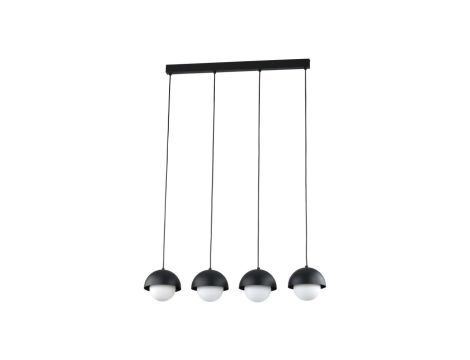 Lampa wisząca, czarna listwa, cztery zwisy ze szklanym kloszem BONO BLACK 10217 TK Lighting