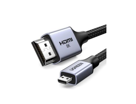 Kabel Ugreen HD164 15517 micro HDMI / HDMI 2.1 8K 2m - szary