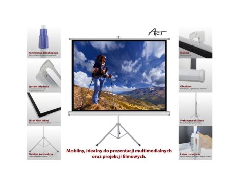 EKRAN RĘCZNY NA STATYWIE 4:3 84 170x127cm TS-84 4:3 ART