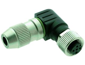 Złącze okrągłe, M12, Gniazdo prawe kątowe 4P HARAX montaż na kablu 21011405091