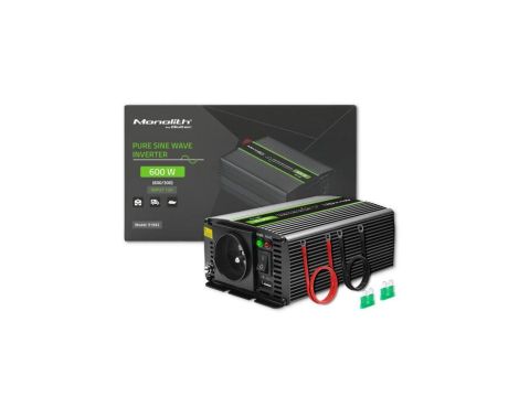 Qoltec Przetwornica napięcia Monolith 300W 600W 12V na 230V Czysty Sinus