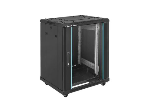 Qoltec Szafa RACK 19 15U 600 x 855 x 600 Hartowane drzwi Stojąca Nóżki + Kółka Stalowa obudowa Zamek