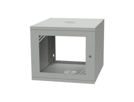 Szafa wisząca RACK 19 9U 600mm drzwi szklane szara BASIC