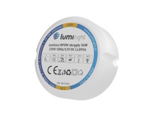 Zasilacz do puszki instalacyjnej, IP67, średnica 55mm, głębokość 22mm, 12V 3A 36W uniwersalny Lumilight