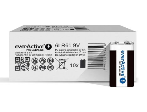 Bateria alkaliczna everActive Pro Alkaline 6LR61 9V - 10 sztuk