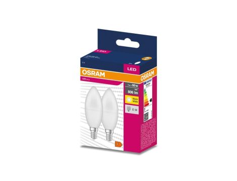 2PAK Żarówka LED E14 B35 7W = 60W 806lm 2700K Ciepła 220 OSRAM VALUE
