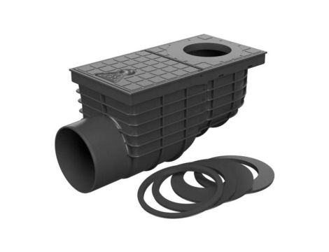 Osadnik rynny rynnowy czyszczak boczny studzienka czarny odpływ 110mm