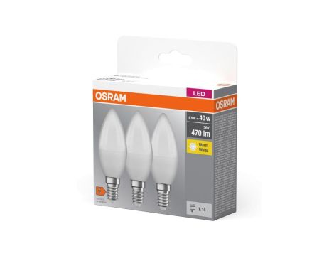 3PAK Żarówka LED E14 B37 4,9W = 40W 470lm 2700K Ciepła 200 OSRAM