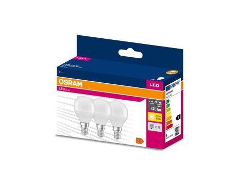 3PAK Żarówka LED E14 P45 4,9W = 40W 470lm 3000K Ciepła 200 OSRAM VALUE