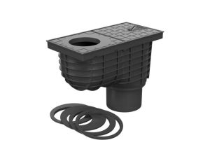 Osadnik rynny rynnowy czyszczak dolny studzienka czarny odpływ 110mm.