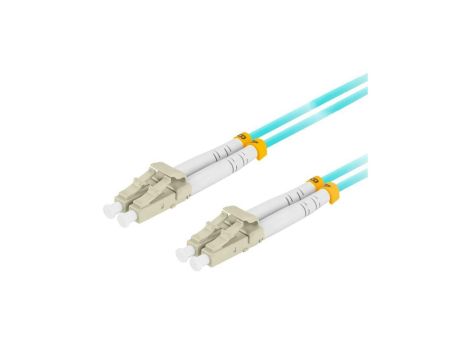 Patchcord światłowodowy MM LC/UPC-LC/UPC duplex 3mm OM3 aqua 10m LANBERG
