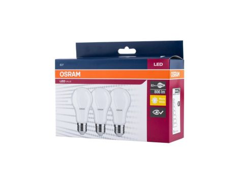 3PAK Żarówka LED A60 E27 8,5W = 60W 806lm 2700K Ciepła OSRAM Value