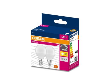 2PAK Żarówka LED E14 P45 4,9W = 40W 470lm 3000K Ciepła 200 OSRAM VALUE