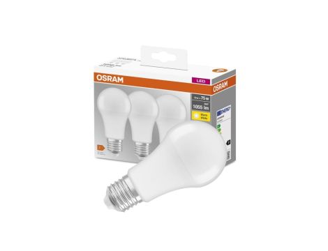 3PAK Żarówka LED E27 A60 10W = 75W 1055lm 2700K Ciepła 200 OSRAM Base