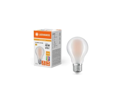 Żarówka LED A60 E27 4.2W = 40W 470lm 2700K Ciepła Biała FILAMENT ŚCIEMNIALNA LEDVANCE
