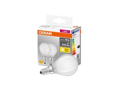 2PAK Żarówka LED E14 P45 4W = 40W 470lm 2700K Ciepła OSRAM Base