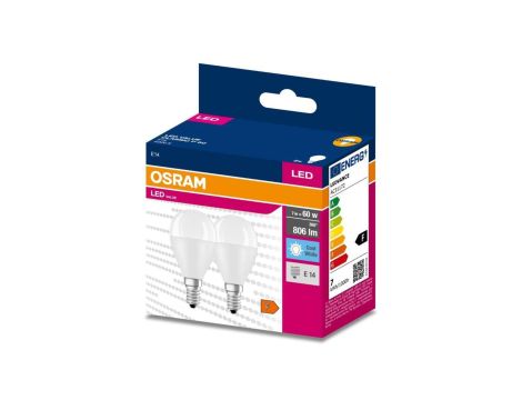 2PAK Żarówka LED E14 P45 7W = 60W 806lm 4000K Neutralna 200 OSRAM VALUE