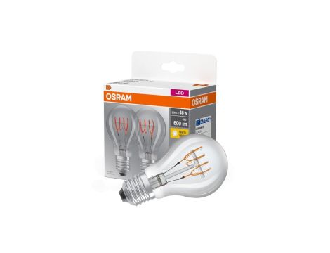 2x Żarówka Dekoracyjna LED E27 A60 5,9W = 48W 600lm 2700K Ciepła 320 Filament OSRAM