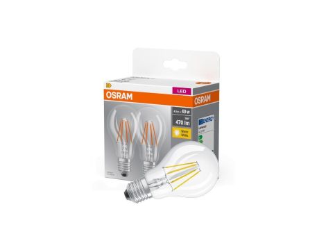 2x Żarówka LED E27 A60 4W = 40W 470lm 2700K Ciepła 300 OSRAM Filament