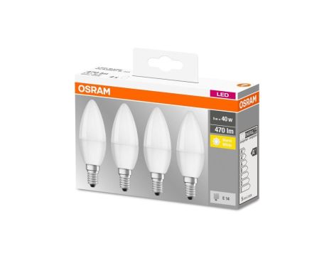 4PAK Żarówka LED E14 B35 5W = 40W 470lm 2700K Ciepła 300 OSRAM Base