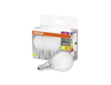 3PAK Żarówka LED E14 P45 5,5W = 60W 806lm 2700K Ciepła 300 Filament OSRAM BASE
