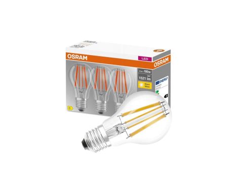 3PAK Żarówka LED E27 A60 CL 11W = 100W 1521lm 2700K Ciepła 300 Filament OSRAM BASE