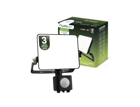 Naświetlacz LED AZZLER 20W 2400lm 4000K IP44 Halogen Zewnętrzny Lampa z Czujnikiem Ruchu Czarny LUMILED