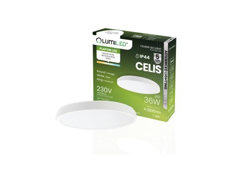 Plafon LED Lampa Sufitowa Natynkowa 36W 4000K 3820lm 106 lm/W CELIS Okrągły IP44 Biały Ring ALS LUMILED