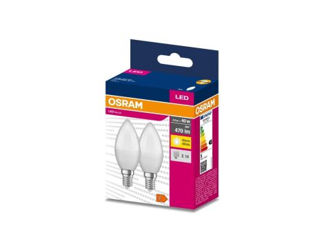 2PAK Żarówka LED E14 B35 4,9W = 40W 470lm 3000K Ciepła 220 OSRAM VALUE