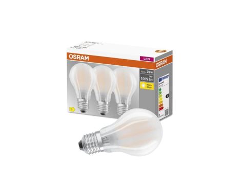 3PAK Żarówka LED E27 A60 7,5W = 75W 1055lm 2700K Ciepła 300 Filament OSRAM BASE