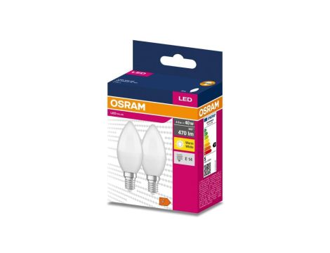 2PAK Żarówka LED E14 B35 4,9W = 40W 470lm 2700K Ciepła 220 OSRAM VALUE