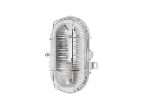Oprawa LED E27 KANAŁOWA Lampa Garażowa Owal 100W Siatka Metal IP44 Biała KOBI
