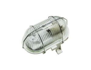 Oprawa LED E27 KANAŁOWA Lampa Garażowa Owal 60W Siatka Metal IP44 Biała KOBI