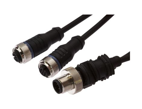 VK030E24, kabel połączeniowy Y, 0,3 m, 2x żeński M12 (gniazdo) 3-stykowy prosty, 1x męski M12 (złącze) 4-stykowy