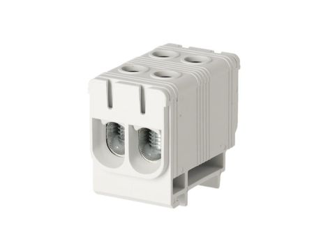 Blok rozdzielczy odgałęźny 2-polowy Al/Cu 2,5-50mm2 (max. 50mm2) na szynę TH35 szary FJ-E50/2 HEDO