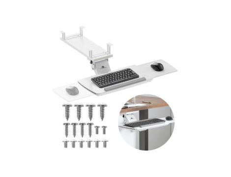 Uchwyt na klawiaturę podbiurkowy Maclean, regulowany, max. 5kg, biały, MC-156 W