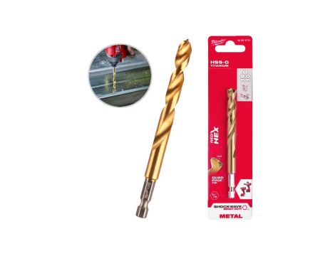 Wiertło do metalu HSS-G TiN walcowane 9x73/117mm RED HEX SHOCKWAVE MILWAUKEE