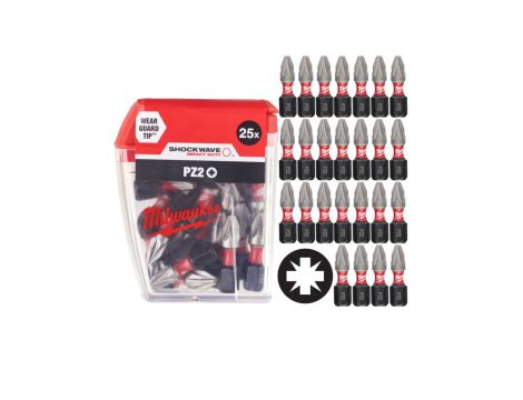 Bity udarowe do wkrętarki PZ2 25mm 1/4 SHOCKWAVE 25szt MILWAUKEE
