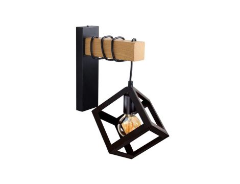 Kinkiet Ścienny Lampa SWEDEN 1x E27 Drewno Czarny GOLDLUX (Polux)