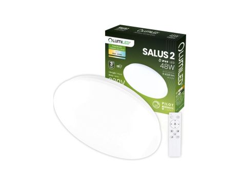 Plafon LED Lampa Sufitowa Natynkowa SALUS2 48W IP44 CCT Biały Okrągły 40cm + PILOT LUMILED