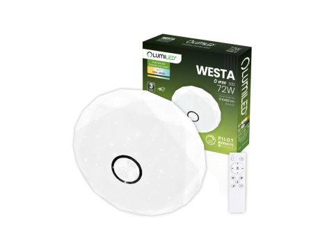 Plafon LED Lampa Sufitowa Natynkowa WESTA 72W CCT Biały Okrągły 50cm + PILOT LUMILED