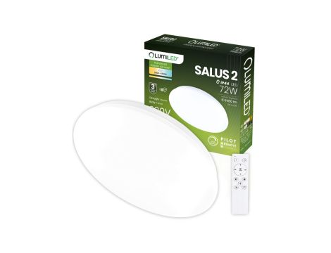 Plafon LED Lampa Sufitowa Natynkowa SALUS2 72W IP44 CCT Biały Okrągły 50cm + PILOT LUMILED