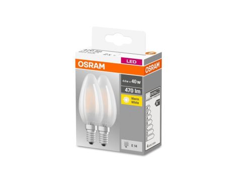 2PAK Żarówka LED E14 B35 4W = 40W 470lm 2700K Ciepła 300 Filament OSRAM Base