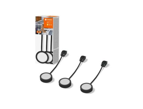 3x Lampka LED 3W 3000K Oprawa Oświetleniowa Podszafkowa Czarna LEDVANCE